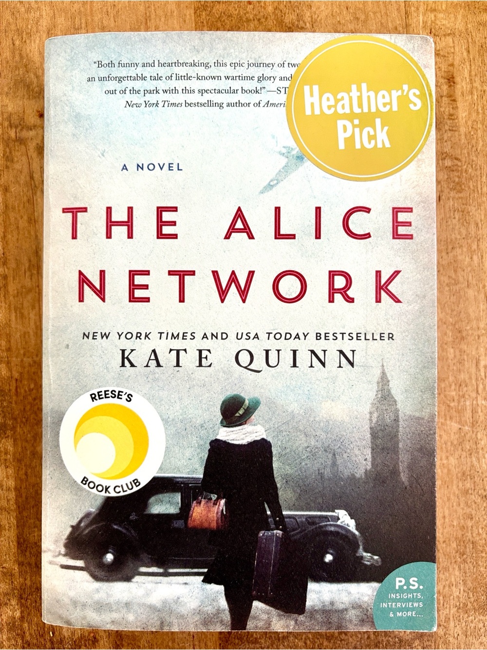 The Alice Network by Kate Quinn Best Seller Novel Book Historical Fiction Lit